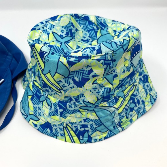 I Play Shark Toddler Boy Reversible Beach Sun Hat In Blue Bundle - Picture 7 of 8